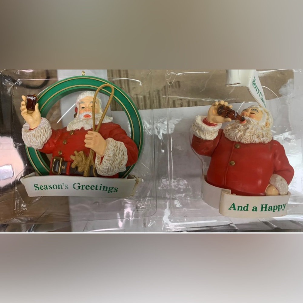 TRIM A TREE COLLECTION COCA COLA SANTA ORNAMENTS 2 pack‎